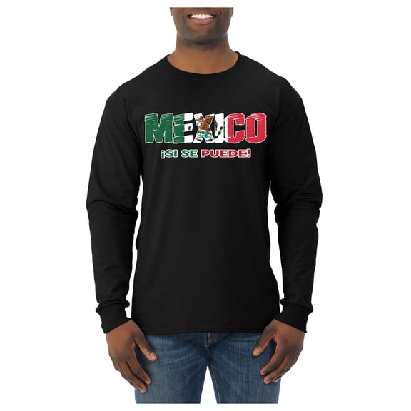 Wild Bobby Mexico Flag Pride Graphic Si Se Puede Eagle Cactus | Unisex Novelty Graphic T-Shirt | Soccer Football Fan Gift for Men Women Unisex Men Long Sleeve Shirt