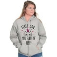 thumbnail image 4 of Fluff You Fluffin Kitty Cat Funny Pun Womens Plus Size Graphic Zipper Hoodie Brisco Brands 2X, 4 of 5