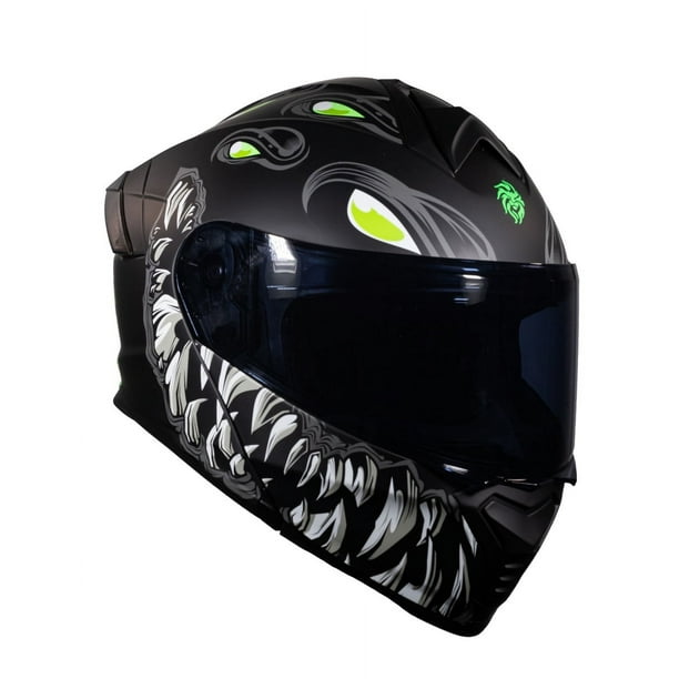 Casco Abatible Para Moto Kov Thunder Toxic Negro