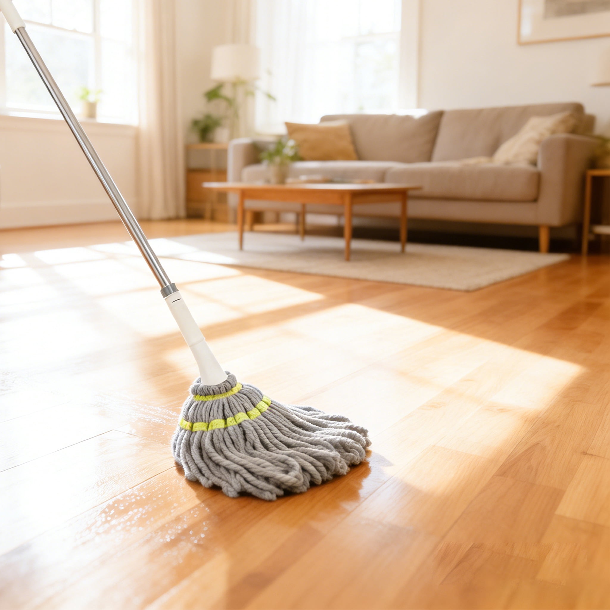GARITIN Self-Wringing Twist Mop, Microfiber Floor Mop with 55" Long Handle, Hands-Free Ratchet Wringing