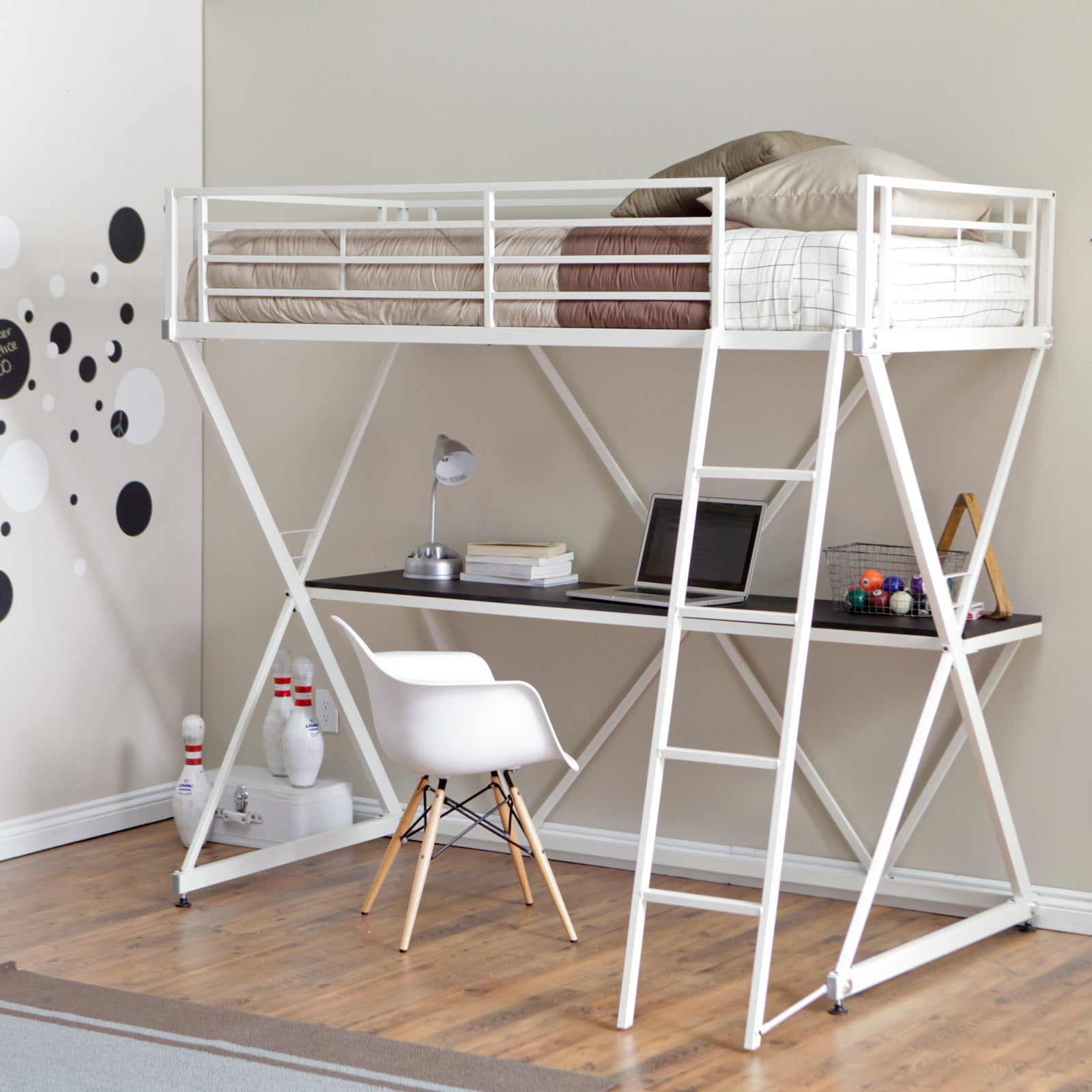 Duro Z Bunk Bed Loft With Desk White Non Kd Com