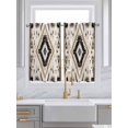 thumbnail image 2 of Kitchen Curtains 54 Inches length, Boho Black Brown Window Treatment Curtain Drapes, Retro Geometric Southwestern Ethnic Thermal Insulated Drapes for Basement Hotel RV, 42"x54", 2 Panels, 2 of 7