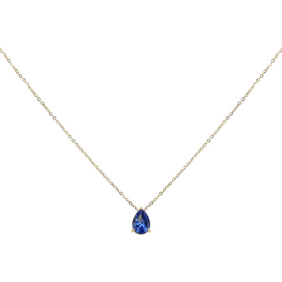 Uxcell Birthstone Necklace for Women, Teardrop Cubic Zirconia Pendant Necklace, Sapphire Blue