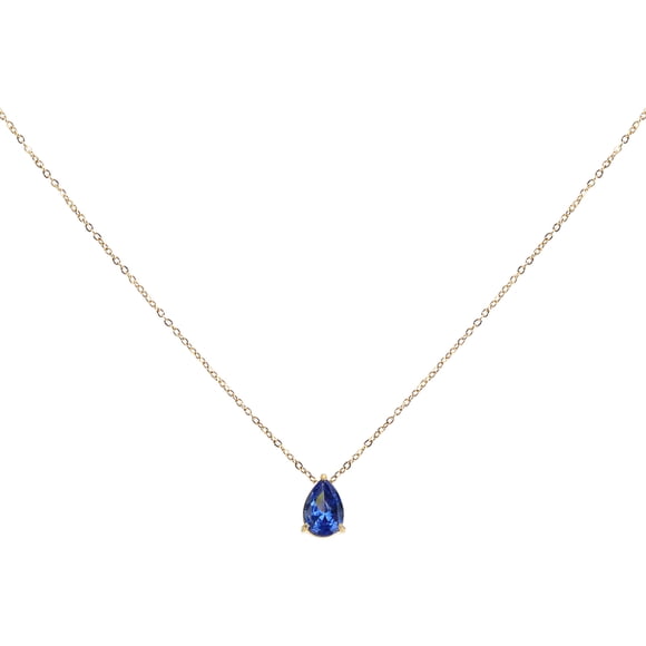 Uxcell Birthstone Necklace for Women, Teardrop Cubic Zirconia Pendant Necklace, Sapphire Blue