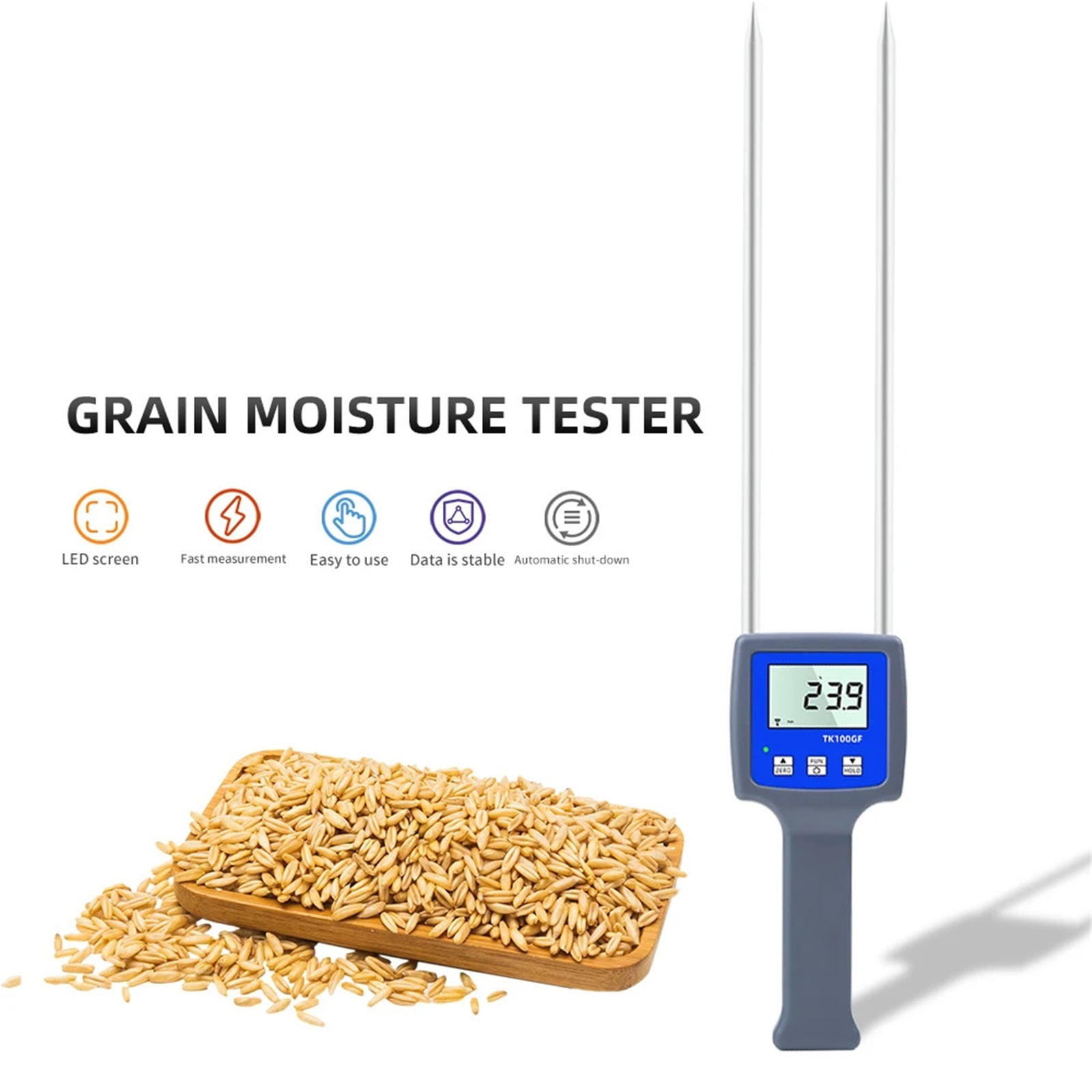 TK100GF Starch Moisture Tester LCD Digital Hygrometer Humidity Analyzer Moisture Detector For Corn Wheat Rice Bean Flour ,Easy to Use
