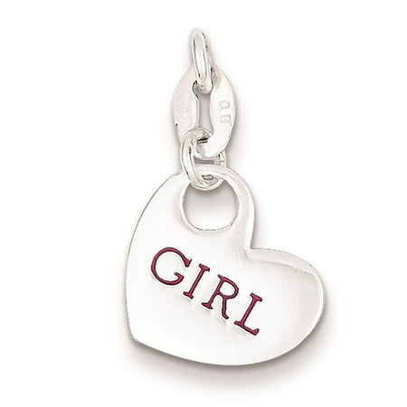 925 Sterling Silver Polished Enamel Girl Charm Pendant