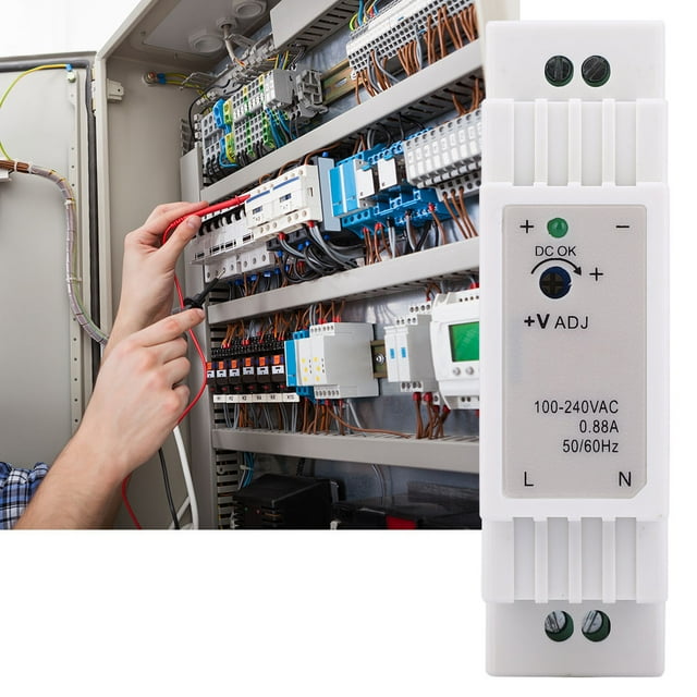 DR-15-5 Compact DIN Rail Mount AC/DC Power Supply, 15W 5V 3A Output, PWM Modulation, High Efficiency, Industrial Grade