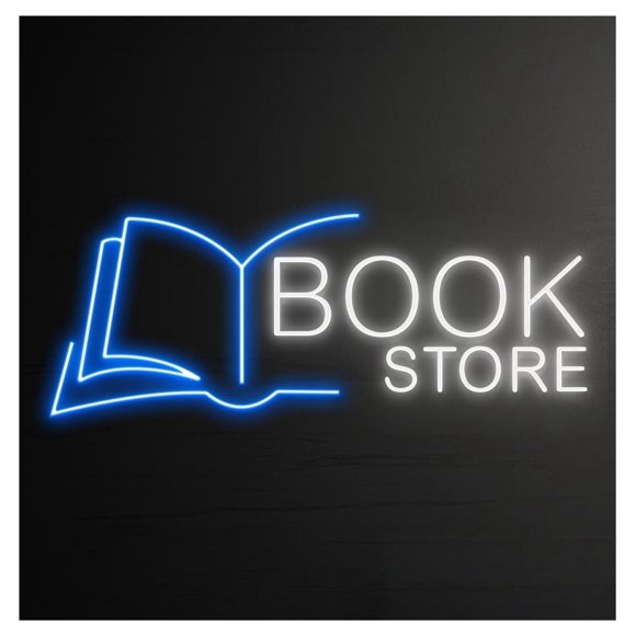 "Book Store"Neon Sign Bookworm LED Light Reading Club Wall Art Room Decor Reader Storefront Window Display Business Entrance 50cm