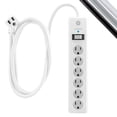 thumbnail image 2 of GE Protector contra sobretensiones de 6 tomacorrientes, cable de extensión de 10 pies, regleta de alimentación, 800 julios, enchufe plano, cubiertas de seguridad de giro para cerrar, certificación UL,, 2 of 5