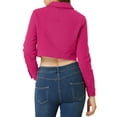 thumbnail image 4 of Allegra K Women's Classic Long Sleeves Single Breasted Cropped Denim Jacket, 4 of 7