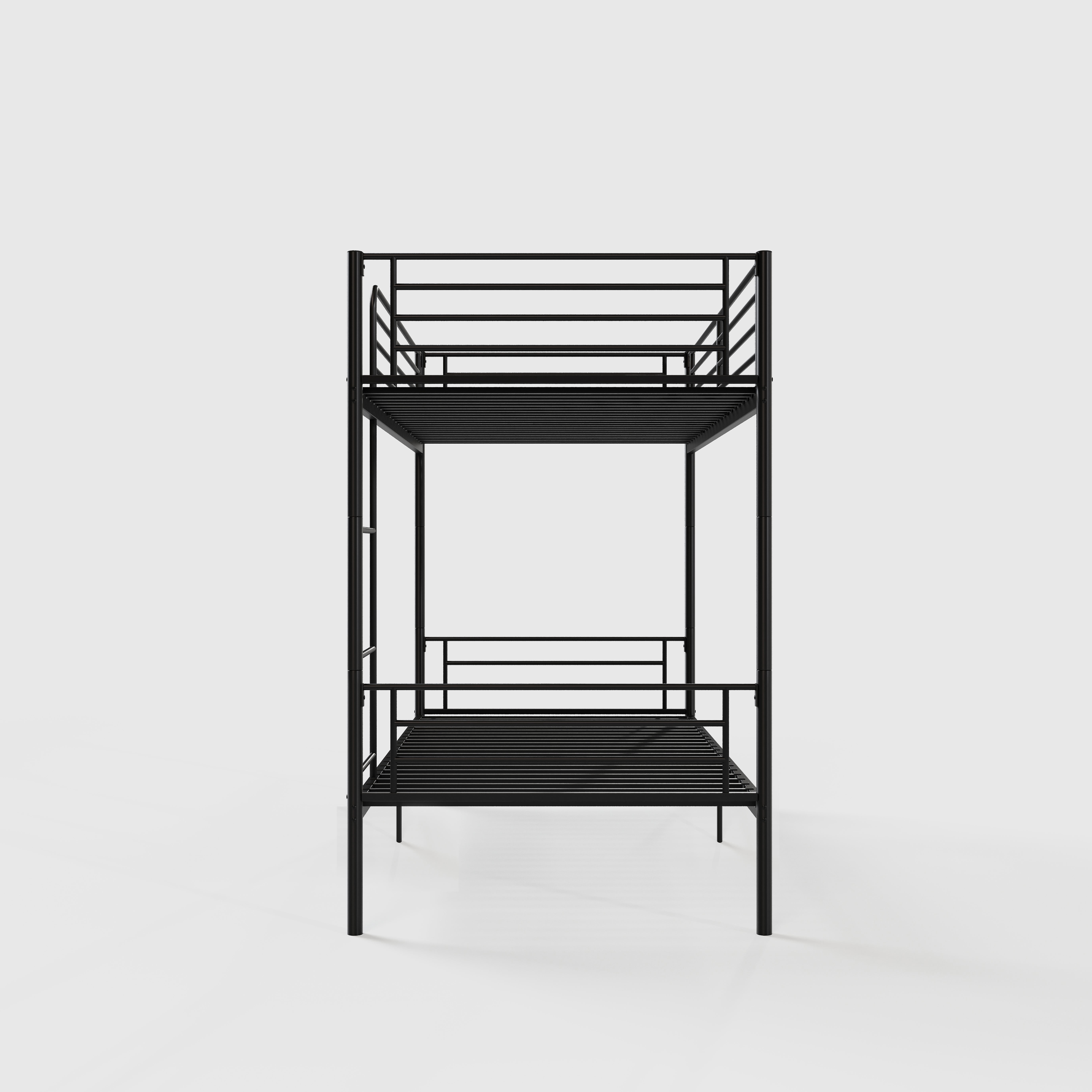 MAYEERTY Twin Over Twin Metal Bunk Bed with Ladder and High Guardrail, Heavy Duty Steel Frame, Space-Saving Bed for Kids Teens Adults Bedroom Dorm, No Box Spring Needed