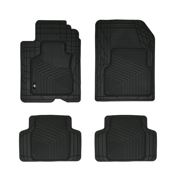 Auto Drive 4 Piece Custom Fit Car Rubber Floor Mats - Black, 82320WDI