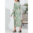 thumbnail image 4 of Floral Collared Surplice Neck Dress for Women Mid-Calf Length Green X-Large, 4 of 4
