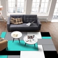 thumbnail image 5 of Rugs For Living Room, Grey White Teal Color Block Geometric Area Rug, Area Rug For Kids Room Bedroom Decor, Room Decor Aesthetic Comfy Carpet, Non-Shedding Modern Area Rugs, Washable Rug, 5 of 7