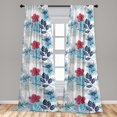 thumbnail image 2 of Fantasy Blooms Window Curtains, Dreamy Winter Colors Flowers with Swirling Leaves on Trippy Back, Lightweight Decor 2-Panel Set with Rod Pocket, Pair of - 28"x63", Dark Pink Dark Indigo, by Ambesonne, 2 of 3