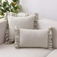 thumbnail image 2 of Nvzi Farmhouse Ruffles Throw Pillow Cover Super Soft Suede Decorative Lumbar Cushion Case Pillowcase for Sofa Couch Bed Chair Car (Gml, 18"x18"), 2 of 4