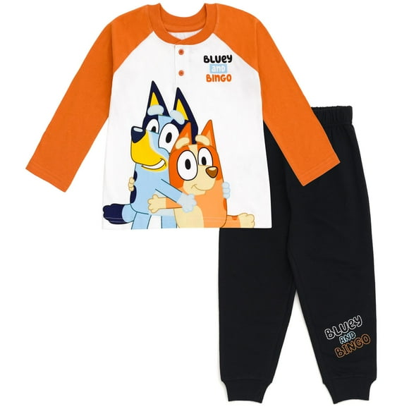 Conjunto de ropa Bluey Bingo, camiseta y pantalones Henley para niños pequeños