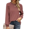 thumbnail image 2 of Siilsaa Plus Size Sweatshirts for Women Crewneck Casual Tunic Tops Loose Long Sleeve Shirts Red,M, 2 of 4