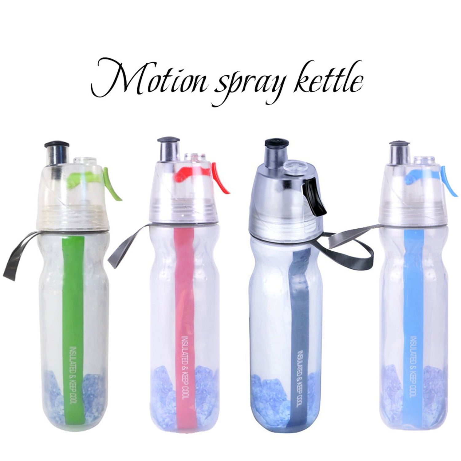 500ML Running Cycling Water Drink Bottle Mist Spray Camping Cup Kettle 2-Layer 