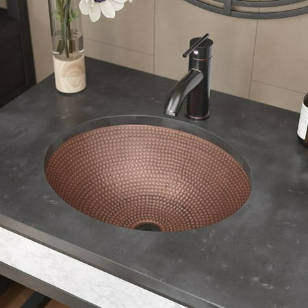 - Ren Single Bowl Copper Oval Vessel Bathroom Sink With Drain Assembly