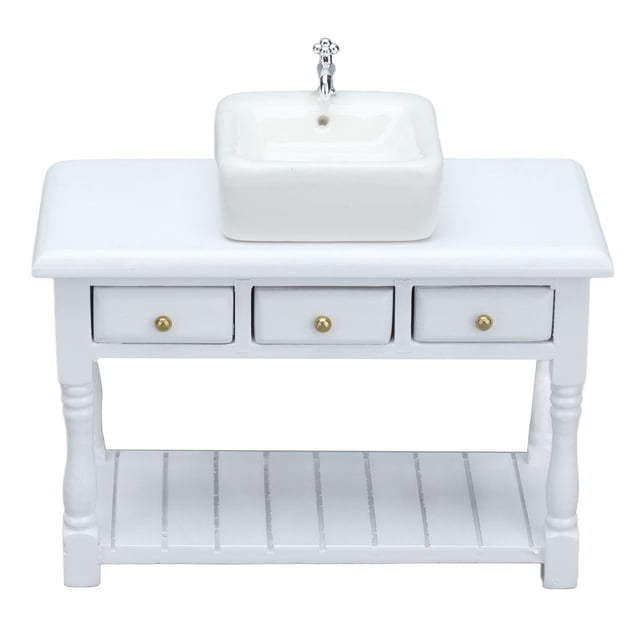 Dollhouse Vanity, Miniature Cool Toys Cool Washhouse Wawe Wail White Educational Para 1:12 House de Muñecas en Miniatura