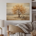 thumbnail image 2 of Designart "Shimmering Autumn Minimalism in Oak Tree II" Floral Print on Natural Pine Wood, 2 of 5