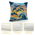 thumbnail image 4 of Leisuo Jumping into The Ocean Print，Pillow Covers Decorative Cushion Cover Throw Printed Pillow Case ，Orange and Blue, 4 of 5