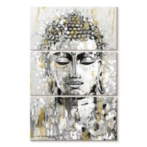 Elephant Stock Simmering Buddha Wall Art - Vertical Multi Panel Canvas - Living Room Wall Decor - People Multi Panel - Beige And Gray Decor By e. Anthony Orme - 20" x 32"