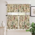 thumbnail image 2 of 3 Piece Kitchen Curtains and Valances Set Vintage Plant Cafe Curtains 36 Inch Length Boho Botanical Flowers Green Leaf Ferns Valance & Tier Curtain for Living Room Bedroom Window 54"x18"+27"x36"*2, 2 of 6