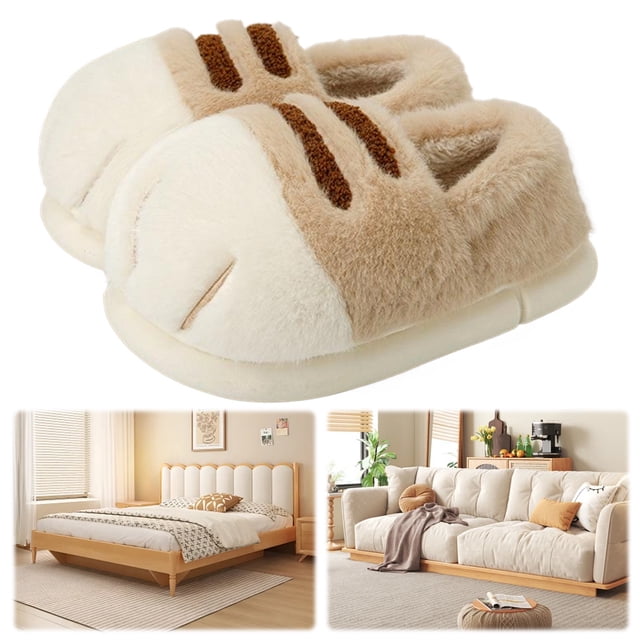 Pata peluda pareja planos termales plates zapatos casa cálidos slip-House 3d patas gato cómodas anti-Slip para interior