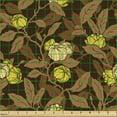 thumbnail image 2 of Floral Fabric by the Yard, Yellow Toned Flowers Flourish Leaves and Silhouettes on Background, Decorative Upholstery Fabric for Sofas and Home Accents, Seal Brown and Multicolor by Ambesonne, 2 of 5