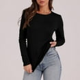 thumbnail image 3 of Ronuti Long Sleeve Thermal Shirt for Women Light Fleece Tops Spring 2025 Crew Neck Casual Basic T-Shirts, 3 of 9
