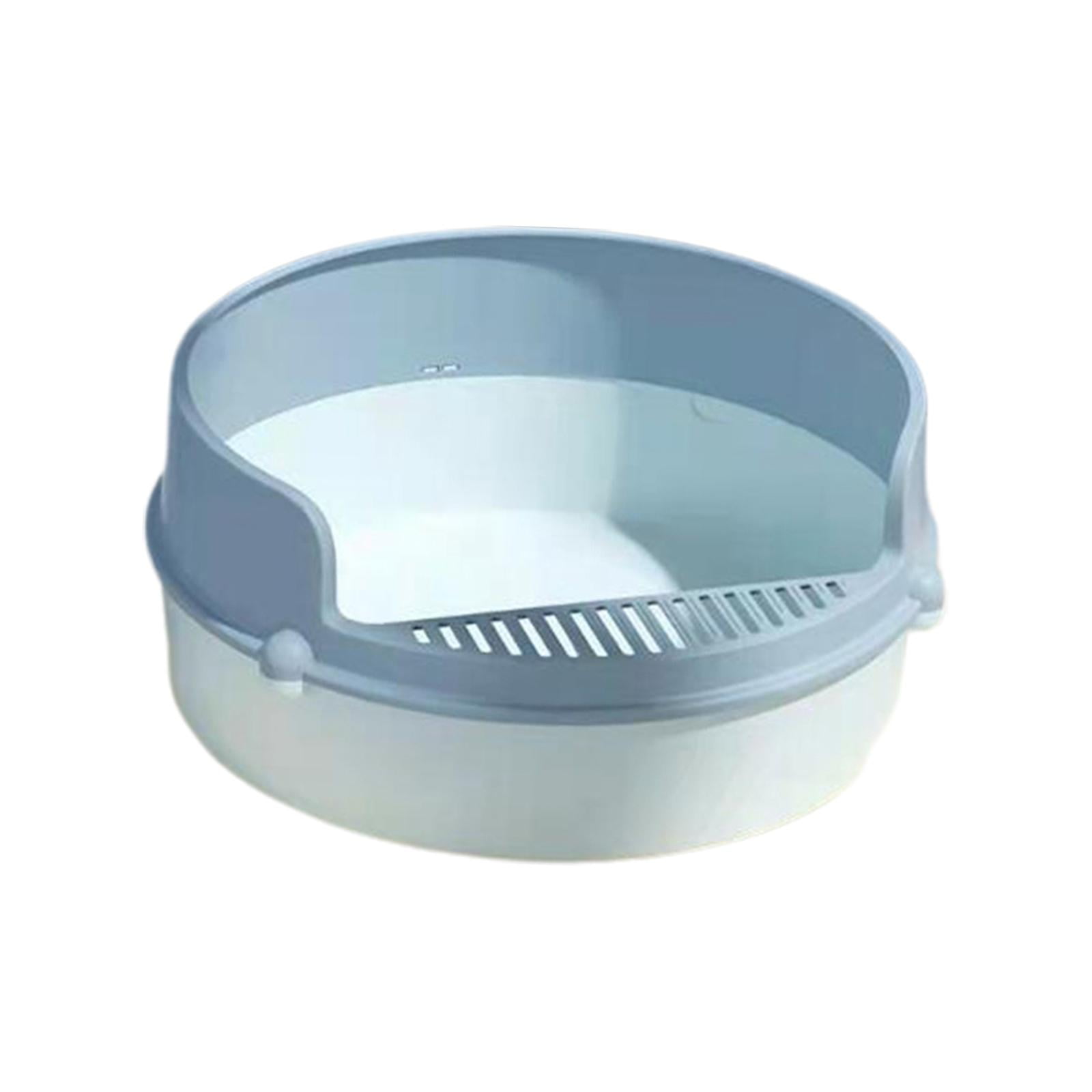 Cat Heighten Deep Toilet Bedpan Circular Design Open Splashing Easy to Clean Portable Pet Litter Tray for Rabbit Small Dogs Blue
