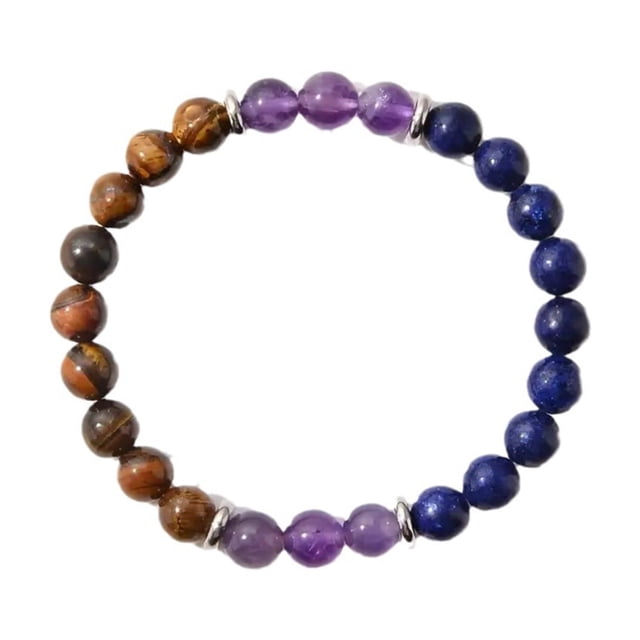 Methold de lapislázuli con ojo de tigre de cuerda elástica, hecha a mano para hombres y mujeres, con cuentas Ropa, zapatos y accesorios Miscelánea