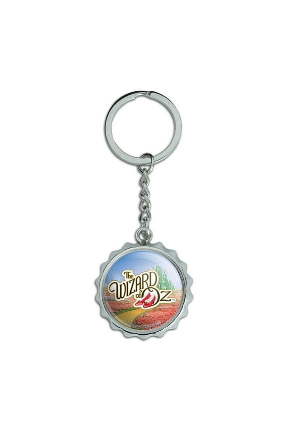 The Wizard of Oz Ruby Slippers Logo Keychain Chrome Plated Metal Pop Cap Bottle Opener