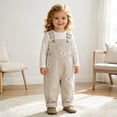 thumbnail image 2 of mgoYE Baby Girl Overalls Romper with White Floral Embroidery, Suspender Jumpsuit Pants Clothing Outfit for Toddlers, 2 of 6