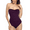 Deep Merlot, variant on Hilor Women's Bandeau One Piece Swimsuits Front Twist Swimwear Ruched Bathing Suits Tummy Control