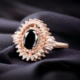 thumbnail image 2 of Oval Cut Black Onyx Wedding Ring Diamond Halo Bridal Ring Art Deco Promise Ring Unique Cluster Stacking Ring Rose Gold Plated Gift jewelry, 2 of 2