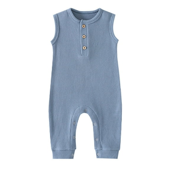 Newborn Baby Boy Girl Sleeveless Romper Clothes Solid Infant Unisex Knitted Bodysuit Jumpsuits