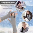 thumbnail image 6 of 6 Pairs Unisex Half Finger Gloves Warm Stretchy Knit Fingerless Gloves 8.6 Inches Soft Gloves for Women Men, 6 of 6