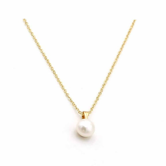 Paris Jewelry 18K Yellow Gold 1 Ct Freshwater Cultured Pearl Round 18inch Necklace Plated