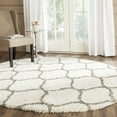 thumbnail image 3 of SAFAVIEH Hudson Arline Plush Geometric Shag Area Rug, Ivory/Grey, 3' x 3' Round, 3 of 9