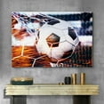 thumbnail image 2 of wall26 Canvas Print Wall Art High Contrast Red Sparks Soccer Ball Goal Sports &amp; Fitness Athletes Photography Realism Boy's Bedroom Decorative Urban Rustic for Living Room, Bedroom, Office - 12&qu, 2 of 5