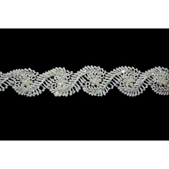 Lily 2" White Black Floral Sequins Beaded Bridal Venice Lace Trim DIY By Yard