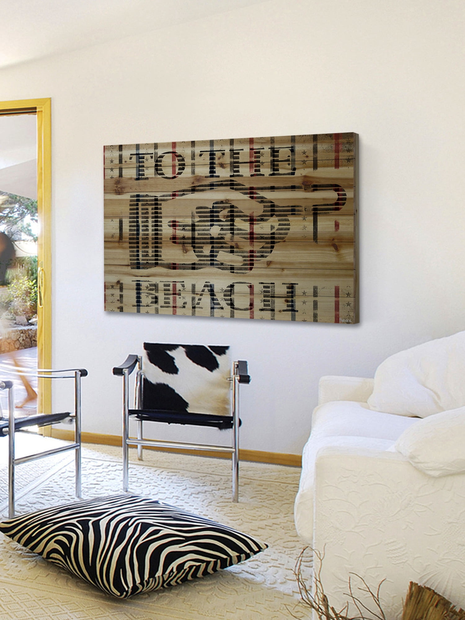 Parvez Michel Inc Parvez Taj - "That Way To The Beach" Print on NAtural Pine Wood