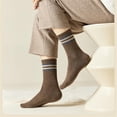 thumbnail image 3 of Sookeceks 6 Pairs Cotton Striped Crew Socks for Men, Casual Socks Plush Terry Soft Running Calf Socks Size 5-9, 3 of 7