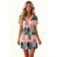 thumbnail image 6 of Women's Fashion Floral Print V-Neck Short Sleeve Casual Dress with Pocket, Pullover Summer Dress, Lightweight Comfort Fit, Stylish Ladies Clothing,Pink,XL, 6 of 8