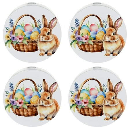 

YZUOUZY Night Light LED Lamp 4 Pack Basket Flowers Easter Eggs Rabbit