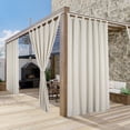thumbnail image 3 of TOPCHANCES Outdoor Curtains for Patio, Waterproof Detachable Sticky Tab Top Solid Print Outside Curtain for Living Room, Bedroom, Porch, Pergola, Cabana, 52'' x 84'', 4 Panels, Beige, 3 of 12