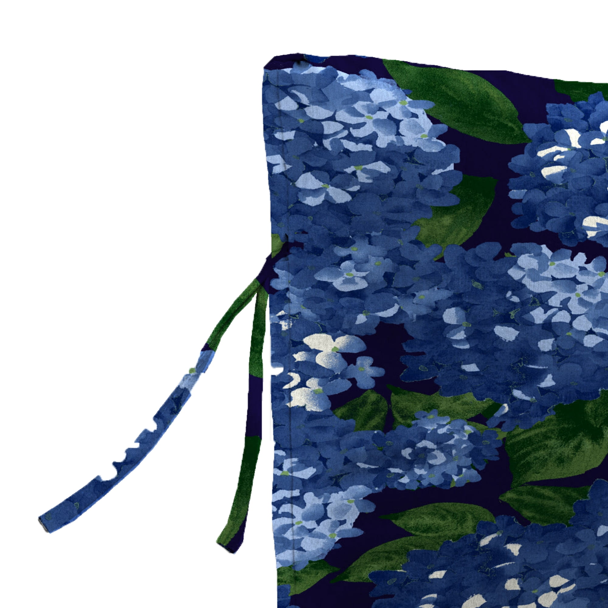 Jordan Manufacturing 44" x 22" Hydrangea Midnight Navy Floral Rectangular Outdoor Chair Cushion with Ties
